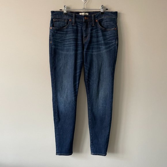 Madewell High Riser Skinny Skinny Denim Jeans Atlantic Dark Wash Blue 31 - Picture 2 of 10